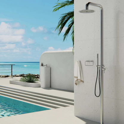 Buitendoucheset Capri – Vrijstaand – Regendouche & Staafhanddouche - Brushed nickel