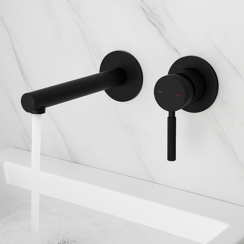 Inbouw wastafelkraan Taylor - Mat zwart - Incl. inbouwdeel - 8 × 12 × 16,5 cm