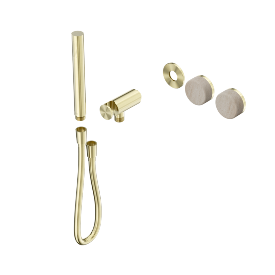 Inbouw douchemengkraan – Sorrento – Rome Travertine – Staafhanddouche – Zonder achterplaat – Brushed gold