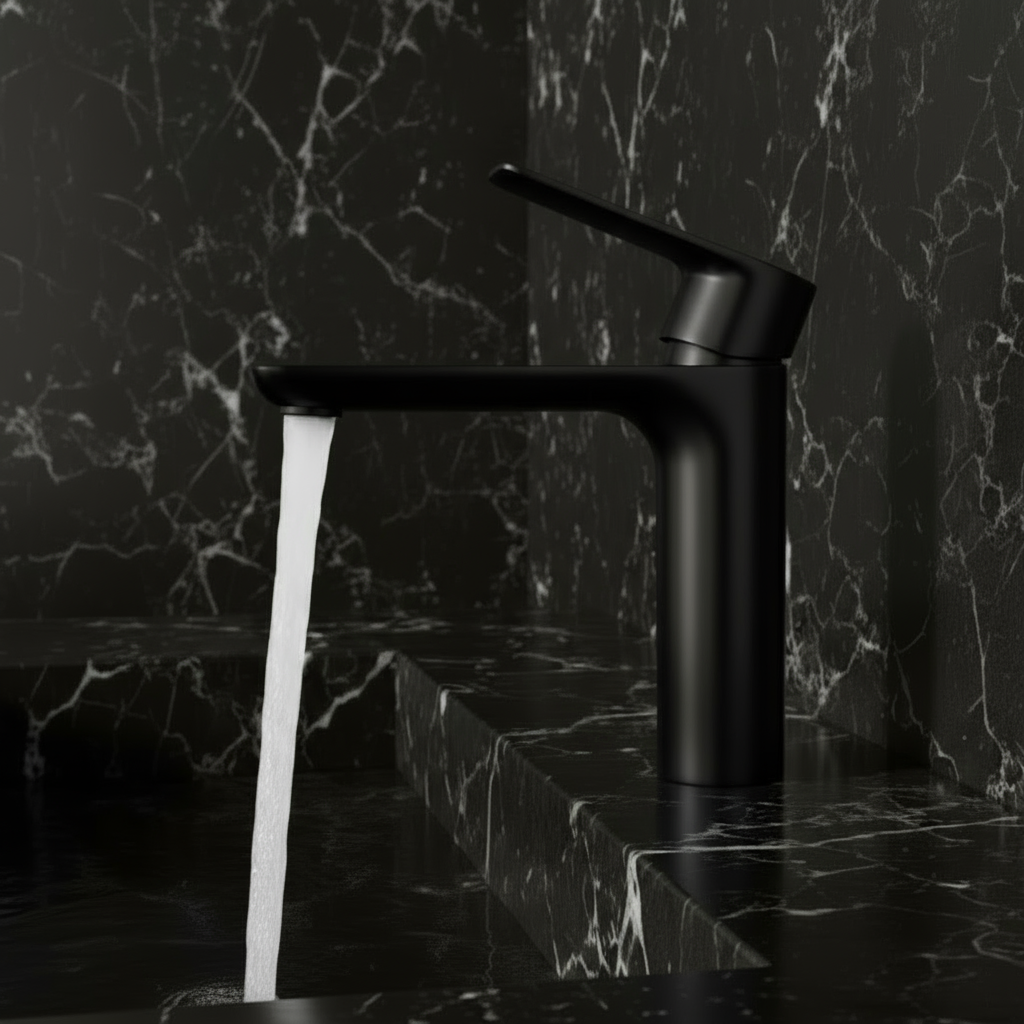 Opbouw wastafelkraan Silvio – Mat zwart - 14 × 16,5 × 4,3 cm