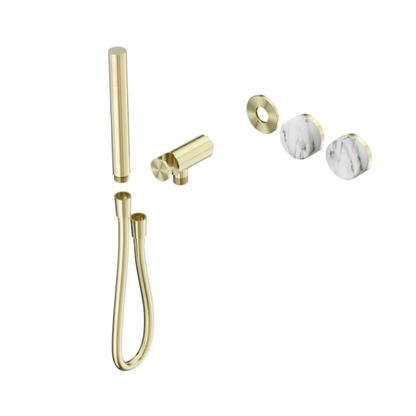 Inbouw douchemengkraan – Sorrento – Arabescato Corchia – Staafhanddouche – Zonder achterplaat – Brushed gold