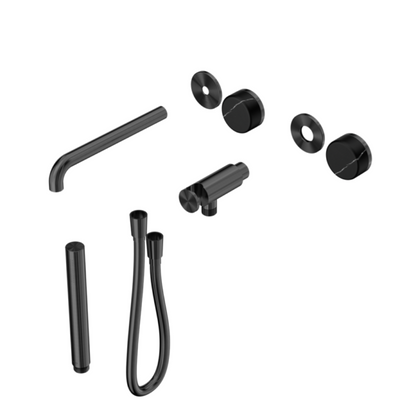 Inbouw badmengkraan Sorrento - Marquina Black - Staafhanddouche en uitloop - Zonder achterplaat - Gun metal grey