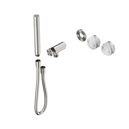 Inbouw douchemengkraan – Sorrento – Arabescato Corchia – Staafhanddouche – Zonder achterplaat – Brushed nickel