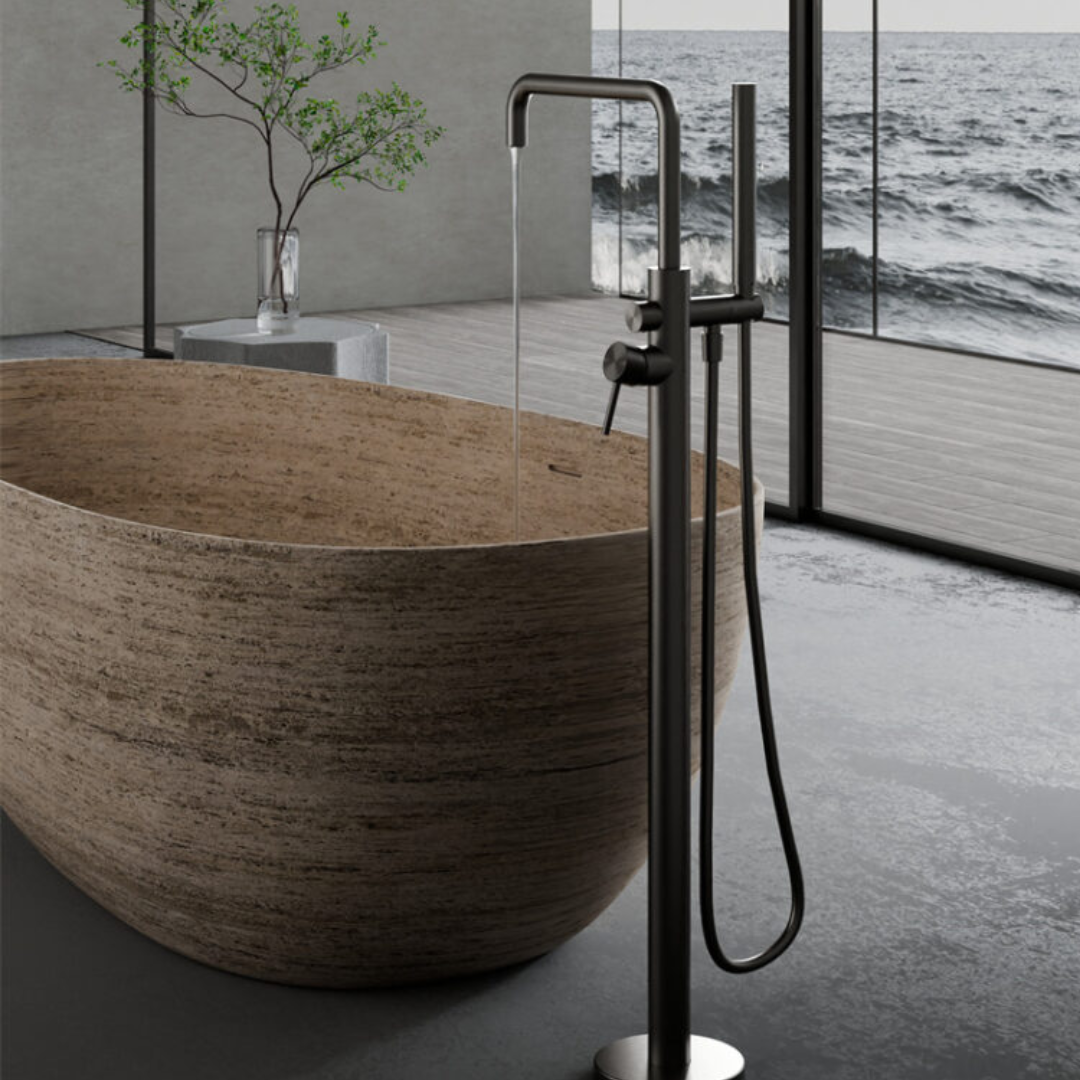 Vrijstaande badmengkraan Capri - Staafhanddouche - Brushed bronze