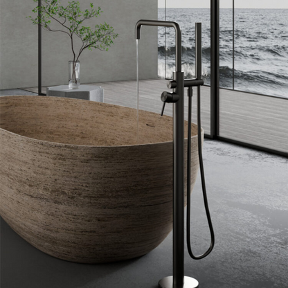 Vrijstaande badmengkraan Capri - Staafhanddouche - Brushed bronze