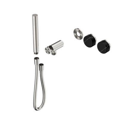Inbouw douchemengkraan – Sorrento – Marquina Black – Staafhanddouche – Zonder achterplaat – Brushed nickel