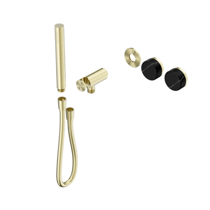 Inbouw douchemengkraan – Sorrento – Marquina Black – Staafhanddouche – Zonder achterplaat – Brushed gold