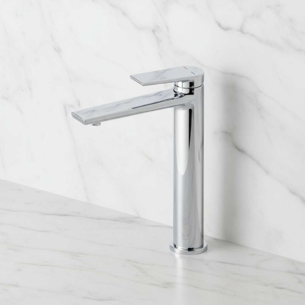 Hoge wastafelkraan Diego  – Chroom- 27,5 × 16,6 × 22,3 cm