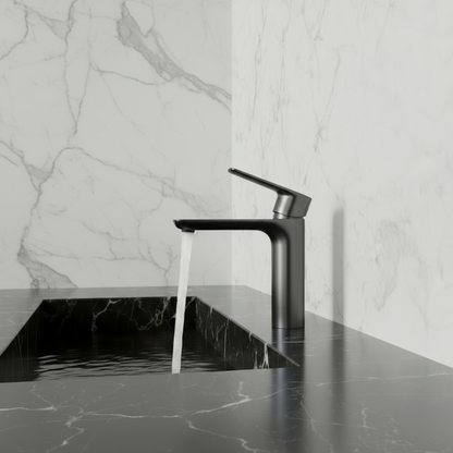 Opbouw wastafelkraan  – Silvio – Gunmetal grey - 14 × 16,5 × 4,3 cm