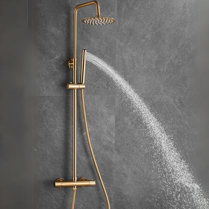 Thermostatisch opbouw regendoucheset - Julio - Geborsteld goud