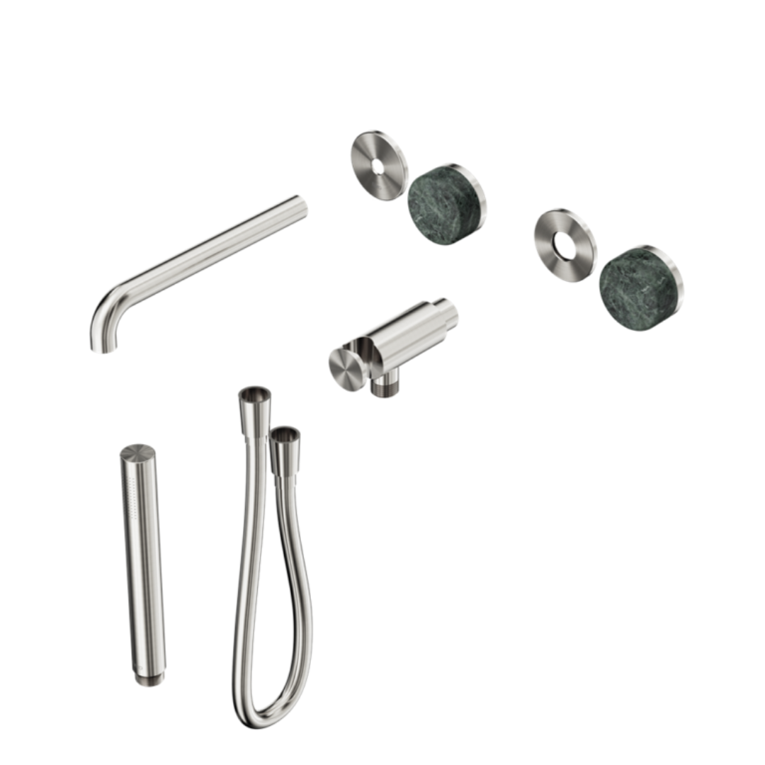 Inbouw badmengkraan Sorrento - Verde alpi - Staafhanddouche en uitloop - Zonder achterplaat - Brushed nickel