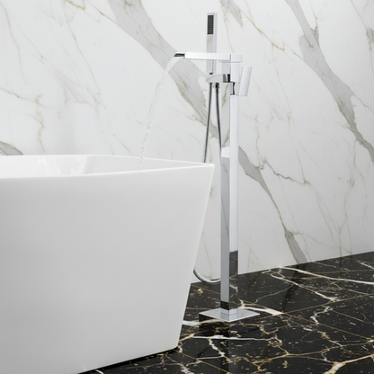 Vrijstaande Badkraan Lisandro – Watervaluitloop –  Chroom- 87 × 22 × 15 cm