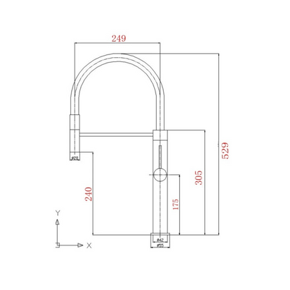 Semi-professionele Keukenkraan Angelica – Uittrekbare Uitloop – Chroom- 52.9 × 24.9 × 5.5 cm