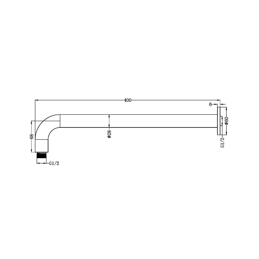 Gebogen Wandarm Capri – Brushed nickel – 400 mm