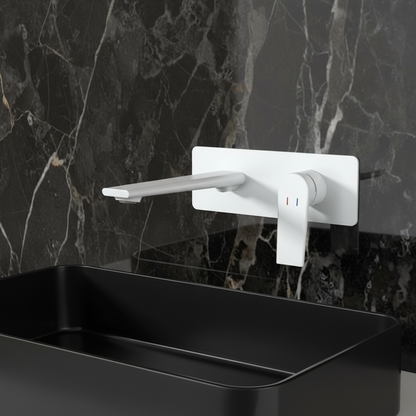 Inbouw wastafelkraan Diego  – Mat wit - Incl. inbouwdeel - 22,5 × 11 × 20 cm