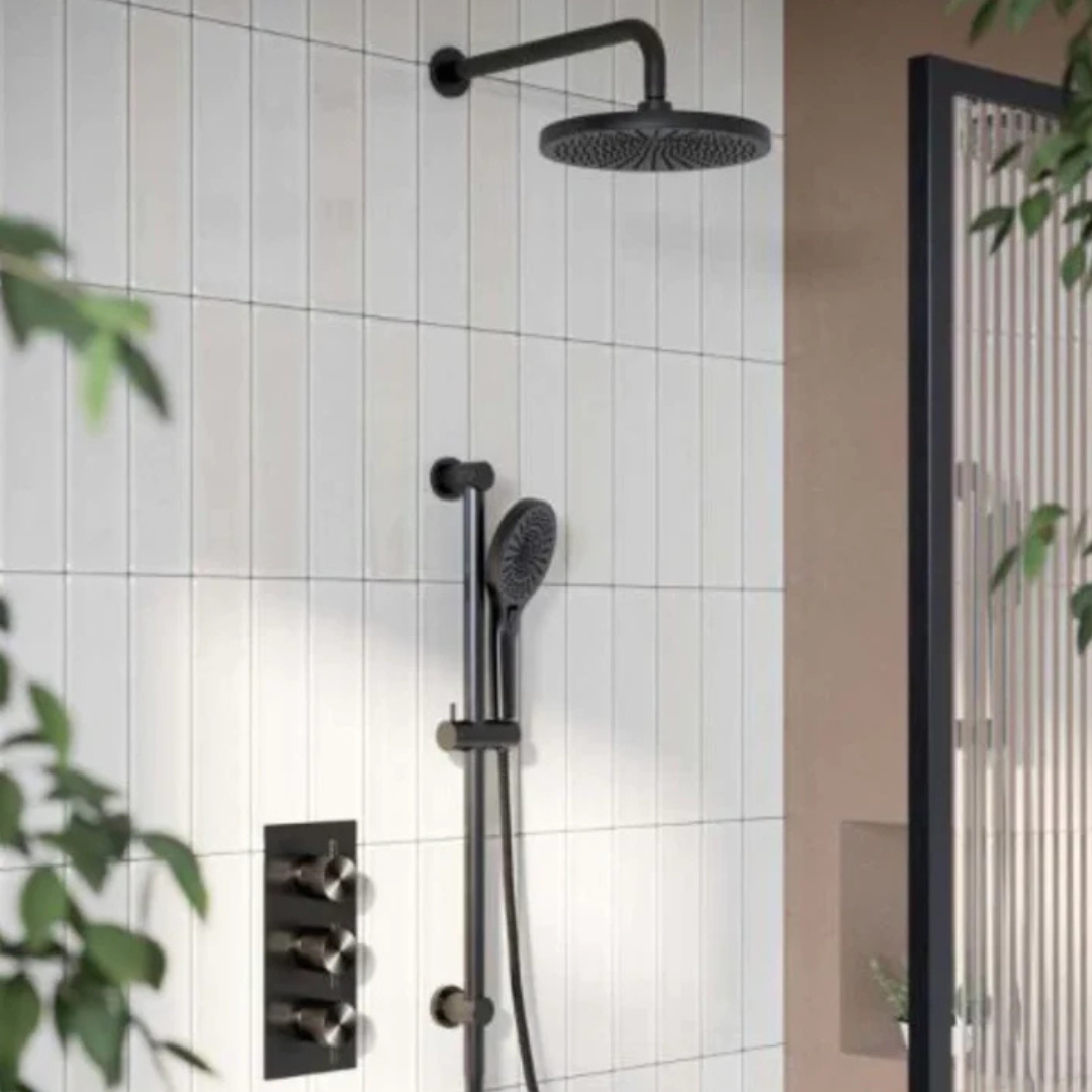 Thermostatiche inbouw regendoucheset Valencia - Luchtdouche II - Grafiet