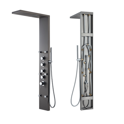 Douchepaneel Manuel – Waterval – Massagejets – Gunmetal grey, Chroom - 150 × 20 × 60 cm