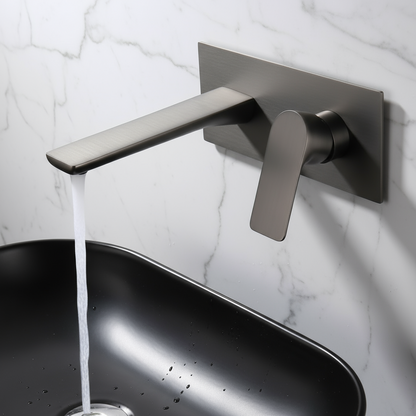 Inbouw wastafelkraan Silvio – Gunmetal grey - Incl. inbouwdeel - 25 × 10 × 20 cm