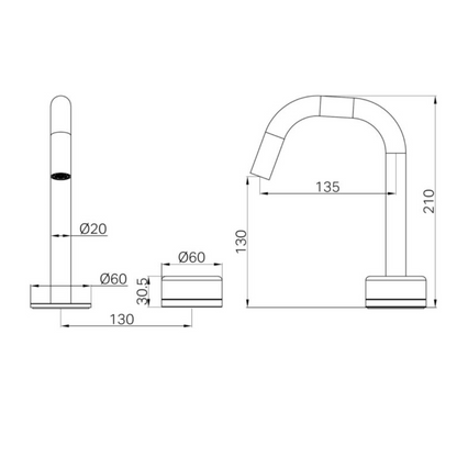 Inbouw Wastafelkraan Sorrento – Arabescato Corchia – 2-Gats – Rechte (edge) uitloop – Brushed nickel