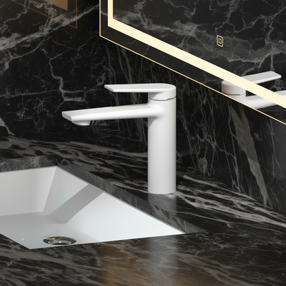 Opbouw wastafelkraan Diego  – Mat wit - 15 × 13,7 × 4,4 cm