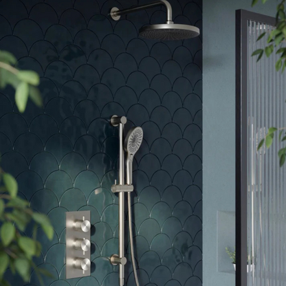 Thermostatiche inbouw regendoucheset Valencia - Air shower II - Brushed nickel