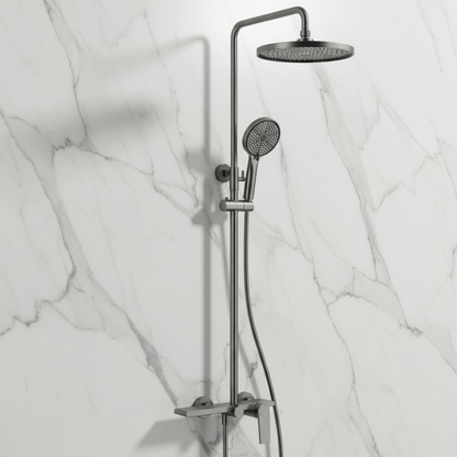 Opbouw regendoucheset Cynthia - Gunmetal grey - 130 × 35 × 25 cm