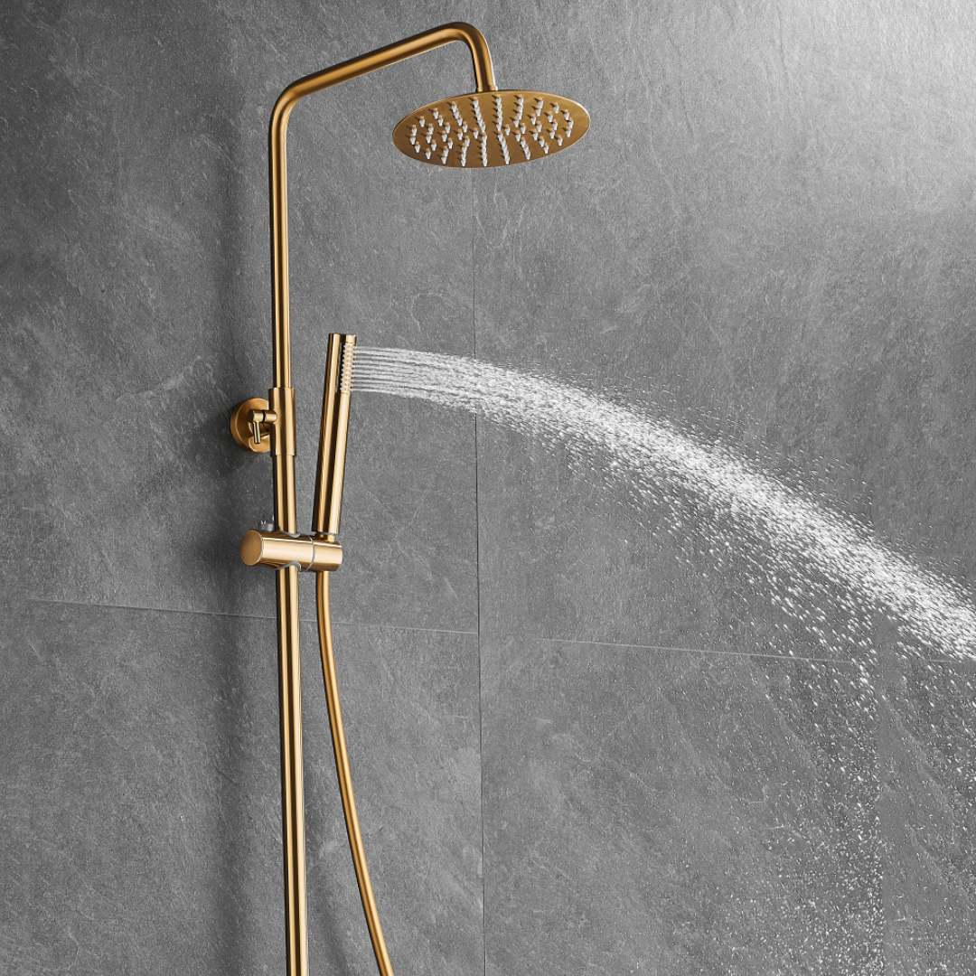 Thermostatisch opbouw regendoucheset - Julio - Geborsteld goud