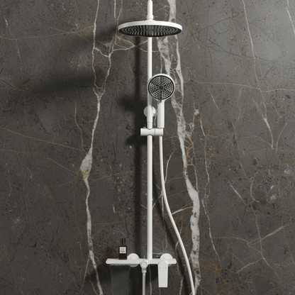 Opbouw regendoucheset Cynthia - Mat wit - 130 × 35 × 25 cm