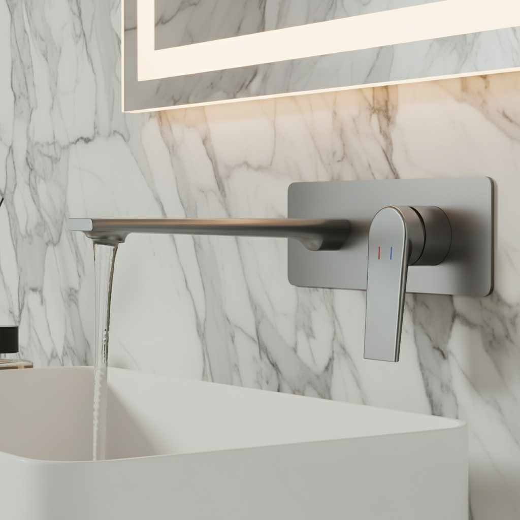 Inbouw wastafelkraan Diego  – Gunmetal grey - Incl. inbouwdeel - 22,5 × 11 × 20 cm