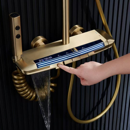 Thermostatische Opbouw Regendoucheset - Sandro - Geborsteld Goud