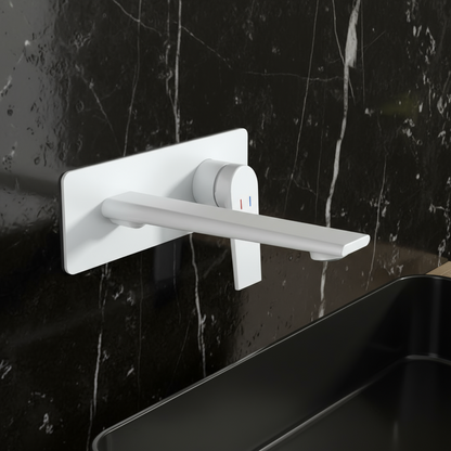 Inbouw wastafelkraan Diego  – Mat wit - Incl. inbouwdeel - 22,5 × 11 × 20 cm