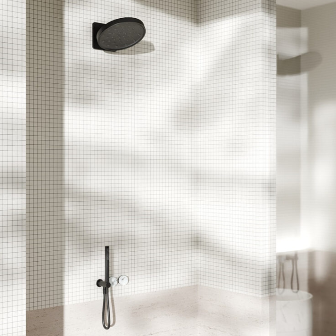 Inbouw douchemengkraan – Sorrento – Arabescato Corchia – Staafhanddouche – Zonder achterplaat – Gun metal grey