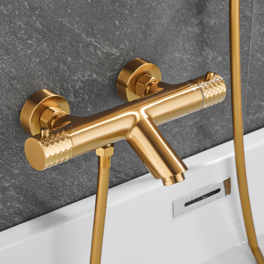 Thermostatische opbouw badkraan - Alessandra - Geborsteld goud