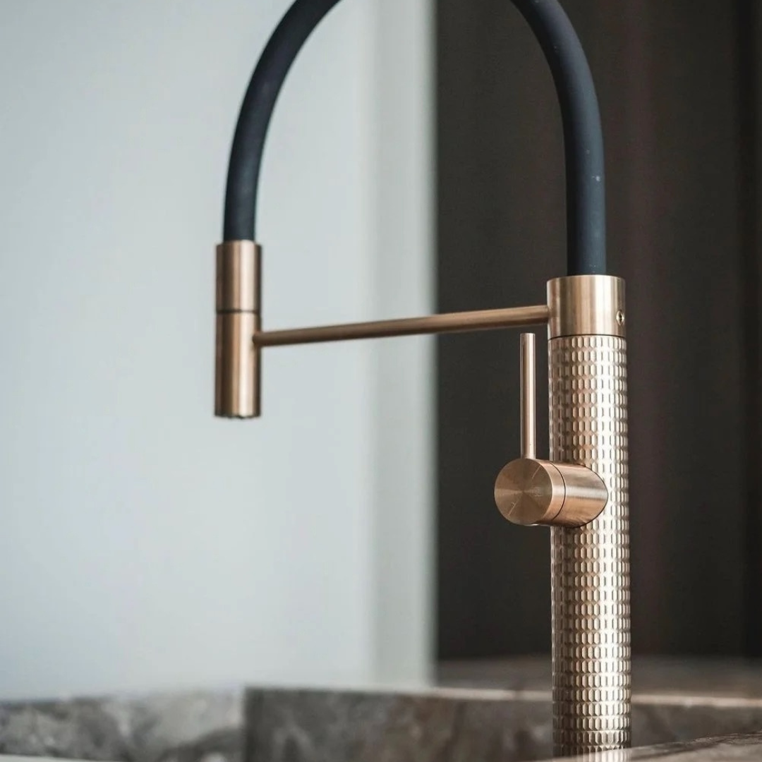 Semi-professionele Keukenkraan Angelica – Uittrekbare Uitloop – Geborsteld goud - 52.9 × 24.9 × 5.5 cm