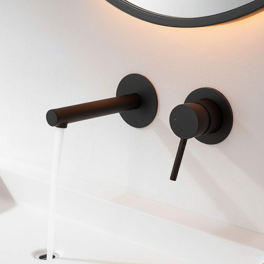 Inbouw wastafelkraan Taylor - Mat zwart - Incl. inbouwdeel - 8 × 12 × 16,5 cm