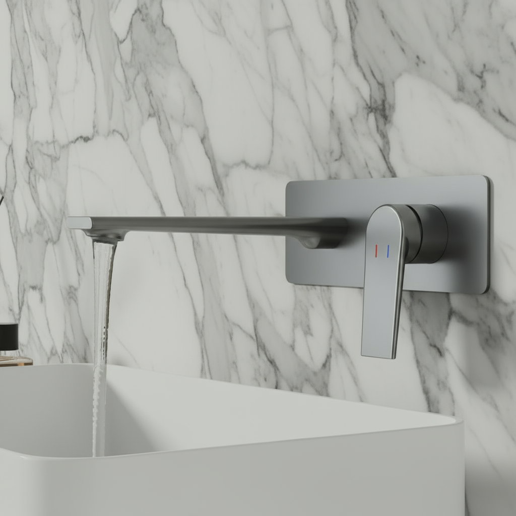 Inbouw wastafelkraan Diego  – Gunmetal grey - Incl. inbouwdeel - 22,5 × 11 × 20 cm