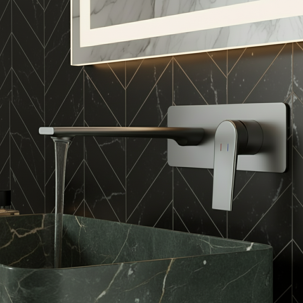 Inbouw wastafelkraan Diego  – Gunmetal grey - Incl. inbouwdeel - 22,5 × 11 × 20 cm