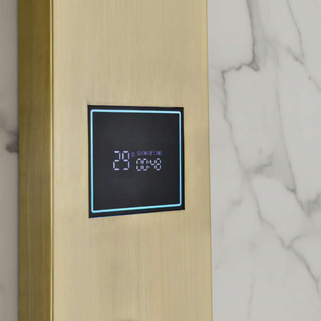 Douchepaneel Elena - LED - Digitaal display - Geborsteld goud - 145 × 18 × 65 cm