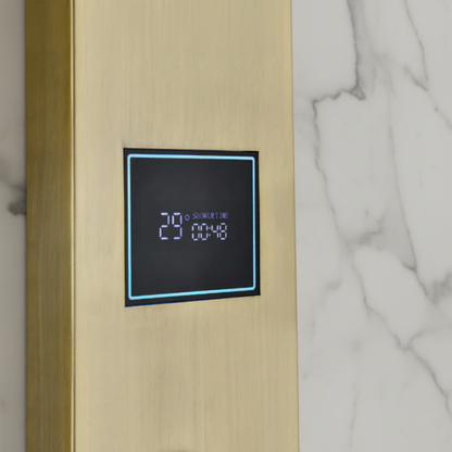 Douchepaneel Elena - LED - Digitaal display - Geborsteld goud - 145 × 18 × 65 cm