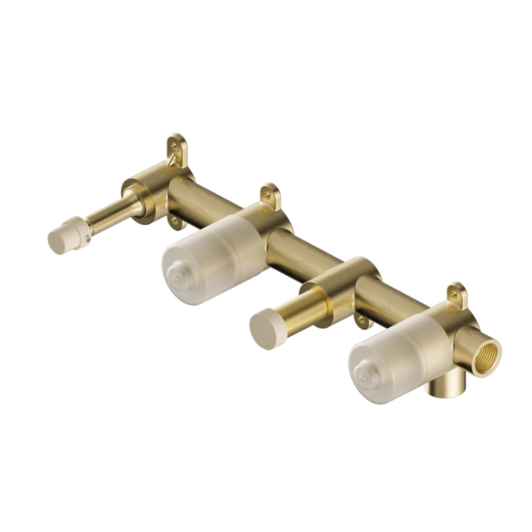 Inbouw badmengkraan Sorrento - Carrara - Staafhanddouche en uitloop - Zonder achterplaat - Brushed gold