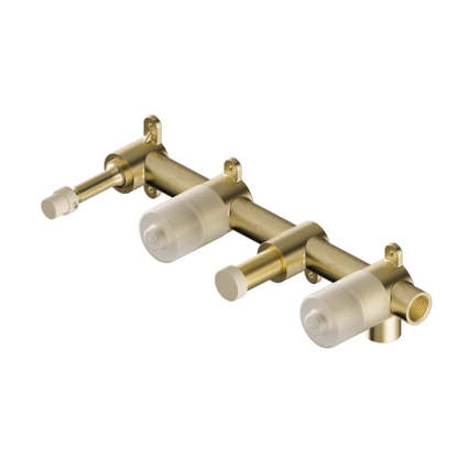 Inbouw badmengkraan Sorrento - Carrara - Staafhanddouche en uitloop - Zonder achterplaat - Brushed gold