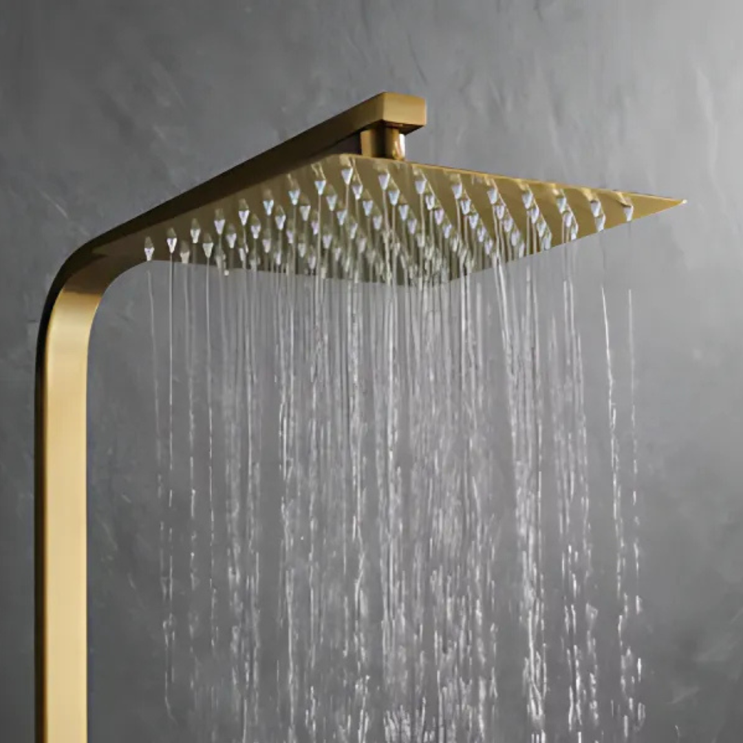 Thermostatisch opbouw regendoucheset - Giordano - Geborsteld goud