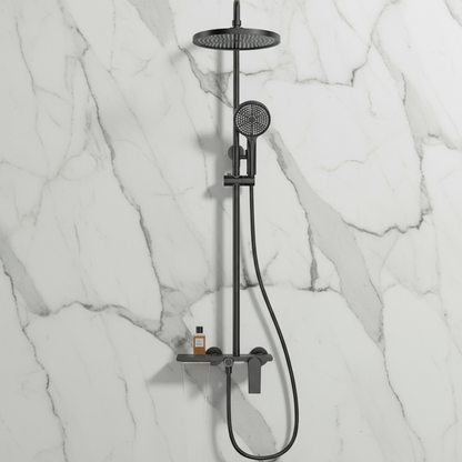 Opbouw regendoucheset Cynthia - Mat zwart - 130 × 35 × 25 cm