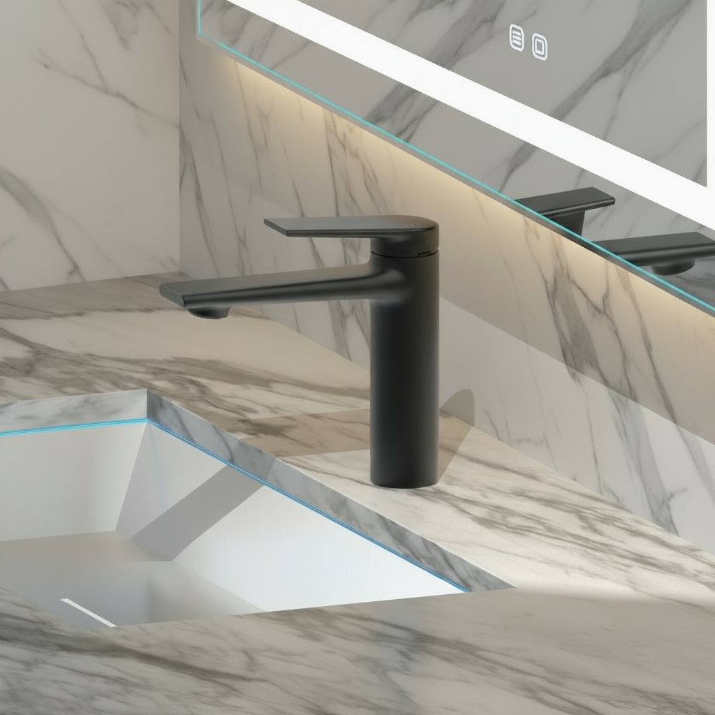 Opbouw wastafelkraan Diego  – Mat zwart - 15 × 13,7 × 4,4 cm