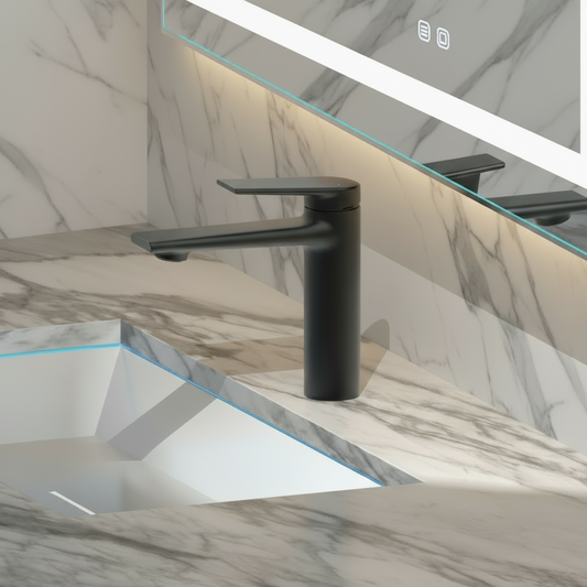 Opbouw wastafelkraan Diego  – Mat zwart - 15 × 13,7 × 4,4 cm