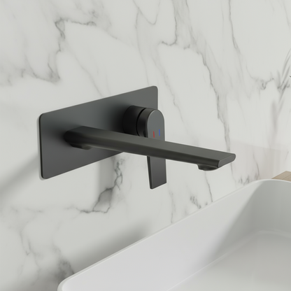 Inbouw wastafelkraan Diego  – Mat zwart - Incl. inbouwdeel - 22,5 × 11 × 20 cm