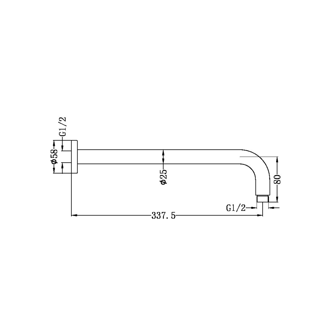 Gebogen wandarm Valencia - Brushed nickel - 337,5 mm