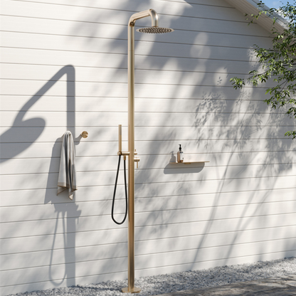 Buitendoucheset Capri – Vrijstaand – Regendouche & Staafhanddouche - Brushed gold