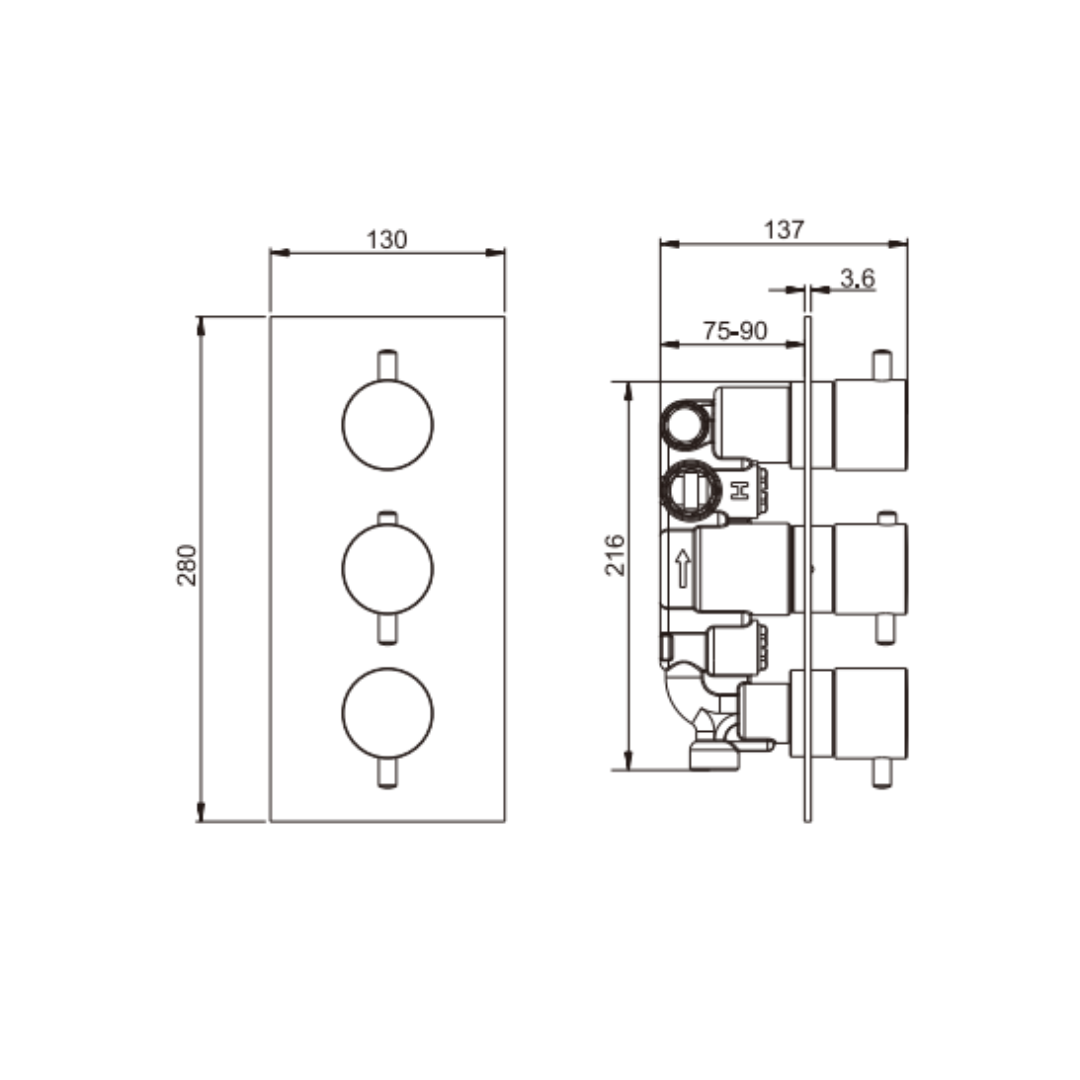 Inbouw thermostaatkraan – Valencia – Brushed bronze