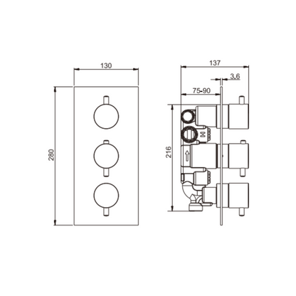 Inbouw thermostaatkraan – Valencia – Brushed bronze
